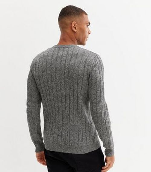 Men's Grey Ribbed Fine Knit...