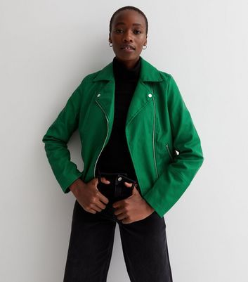 Tall Black Quilted Leather-Look Biker 