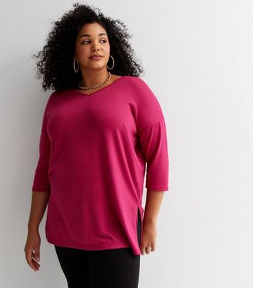 Curves Bright Pink Fine Knit...