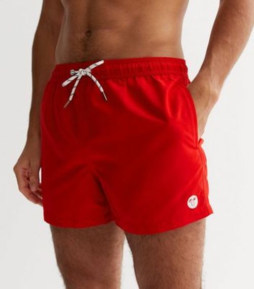 Men's Red Drawstring Swim...