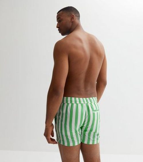 Men's Light Green Stripe Swim...