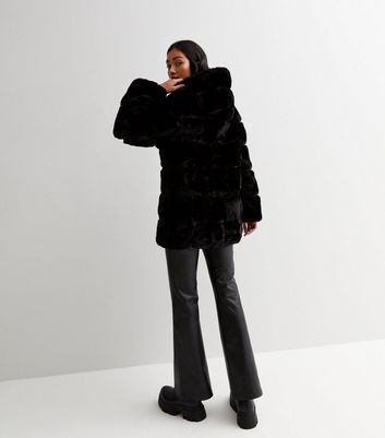 Gini london black faux fur hooded jacket sale