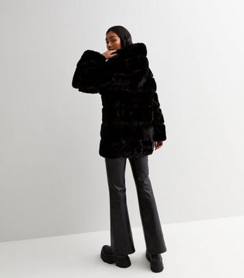 Stone Hooded Faux Fur Jacket - Gini London