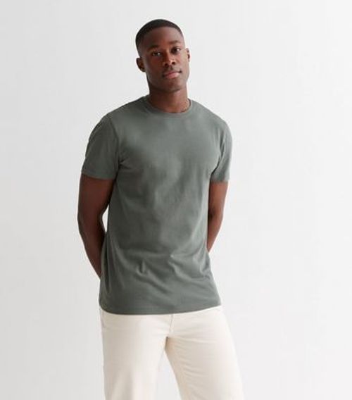 Men's Khaki Crew Neck T-Shirt...