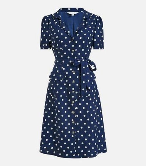 Yumi Navy Spot Puff Sleeve...