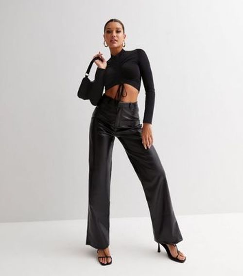 Shape Black Slinky High Waisted Wide Leg Trousers