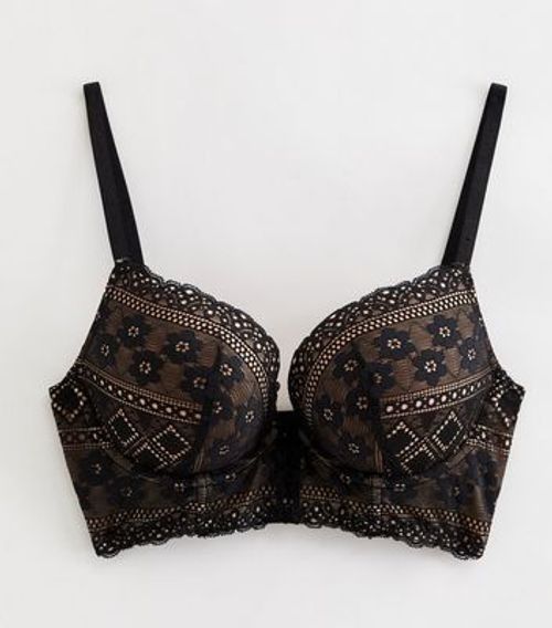 Black Lace Push Up Corset Bra