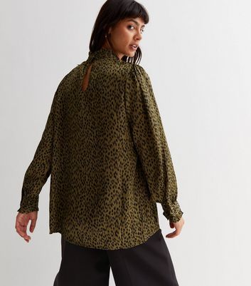 leopard print high neck blouse