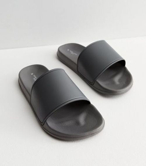 Men's Dark Grey Plain Sliders...