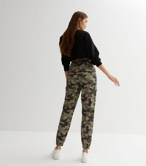 Green Camo High Waist Cargo...