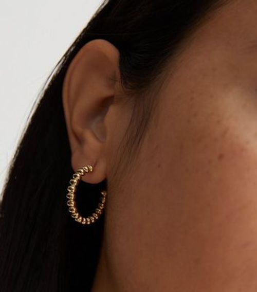 Gold Orb Hoop Earrings New...