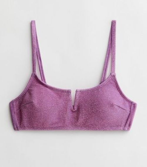 Glitter Scoop Neck Bikini Top