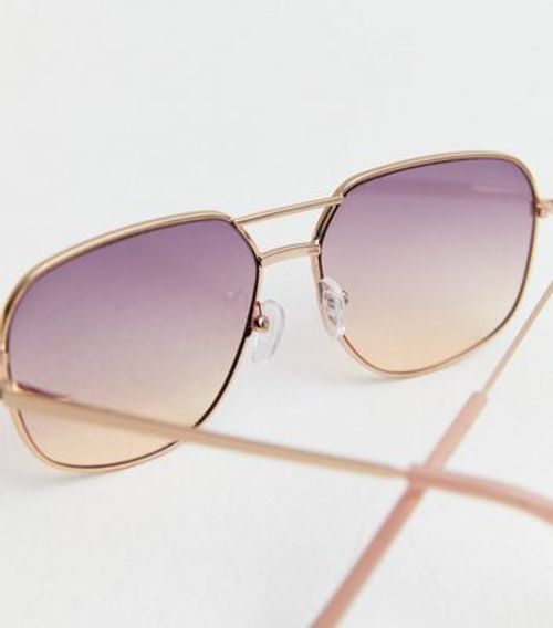 Rose Gold Pilot Sunglasses...