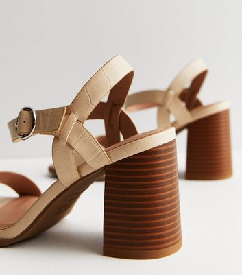 Tan Ghillie Tie Block Heel Sandals | New Look