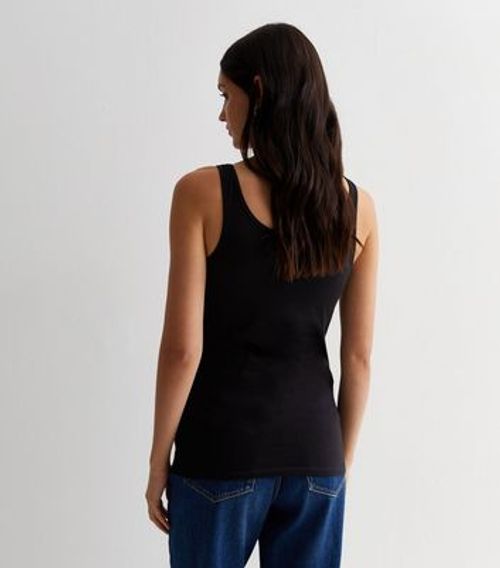 Black Cotton Scoop Neck Vest...