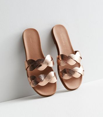 Footbed sandals deals rose gold