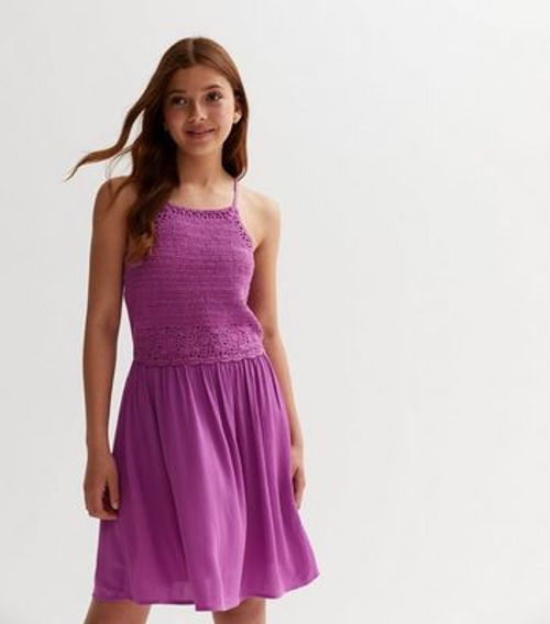 Girls Purple Crochet Mini...