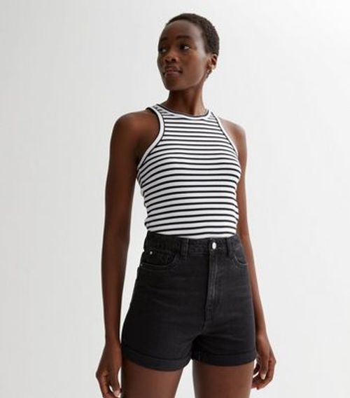 Tall Black Denim Mom Shorts...