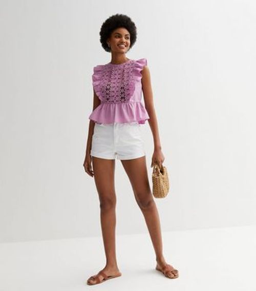 Light Purple Crochet Ruffle...