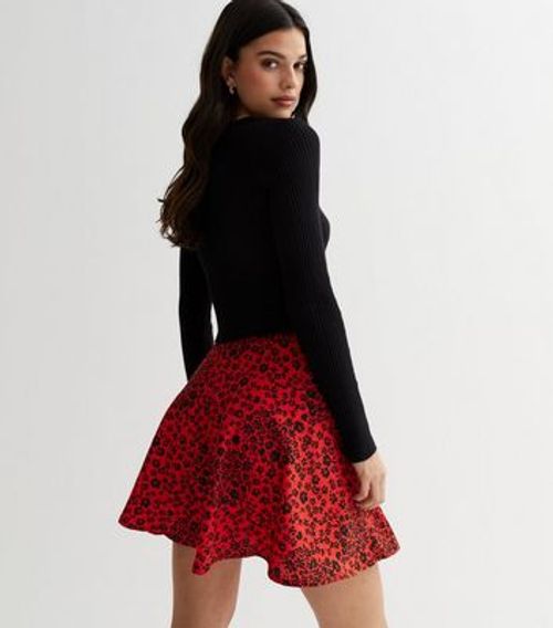 Red Ditsy Floral High Waist...