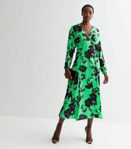 Tall Green Floral Satin...