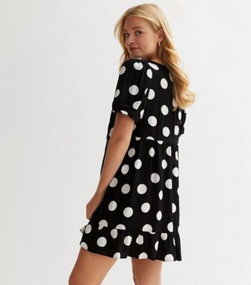 Black Spot Puff Sleeve Mini...