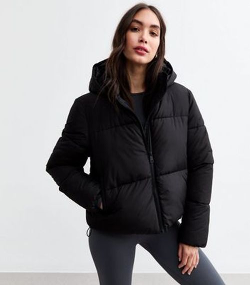 Black Hooded Puffer Jacket...