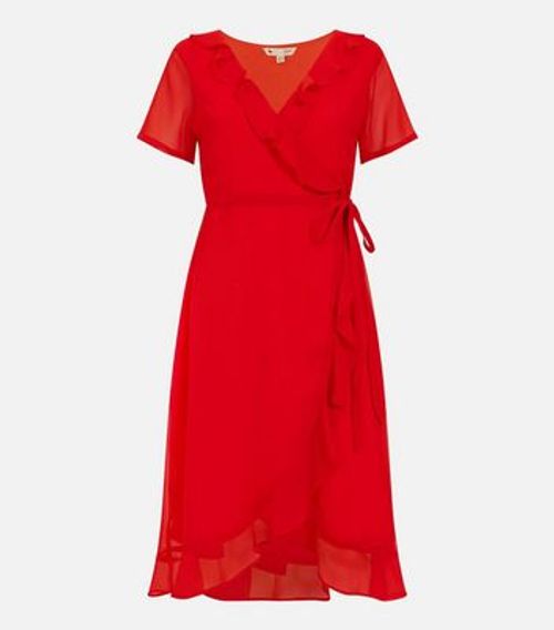 Yumi Red Frill Wrap Midi...