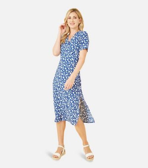 Mela Pink Ditsy Floral Wrap Midi Dress