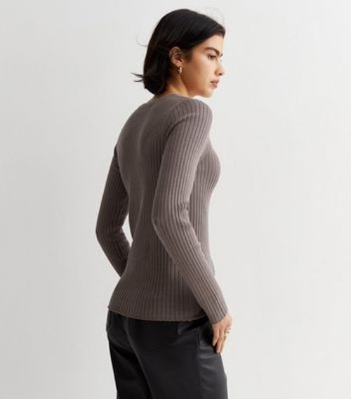 Mink Ribbed Knit Long Sleeve...