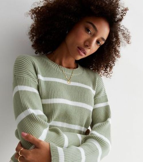 Green Stripe Ribbed Knit...