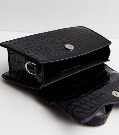 New Look Black Faux Croc Card Holder