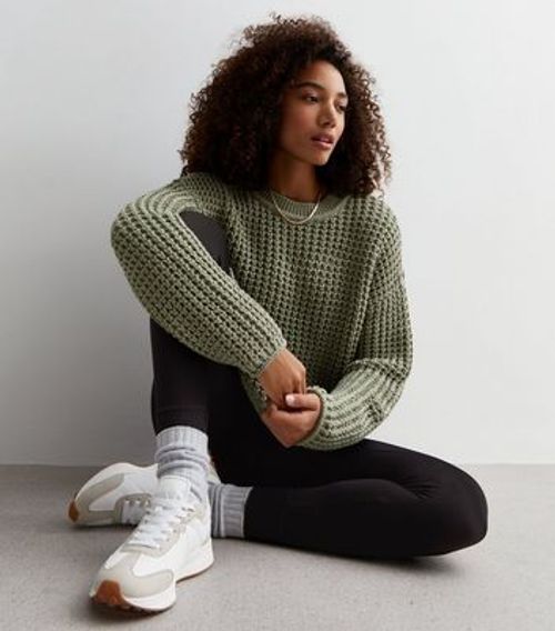 Olive Stitch Knit Crew Neck...