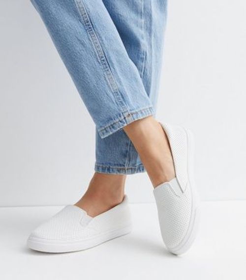 White Perforated Slip On...