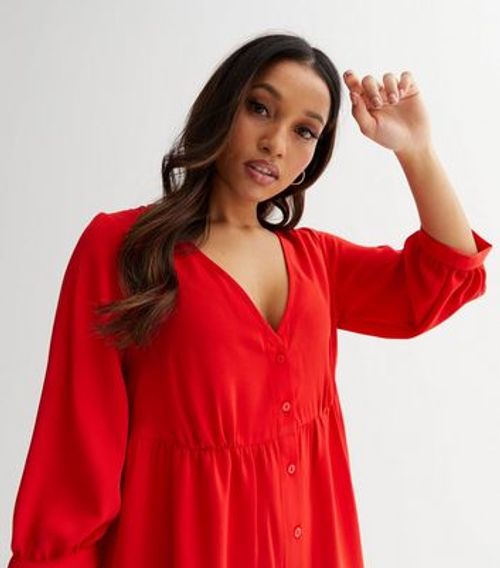 Petite Red V Neck 1/2 Sleeve...