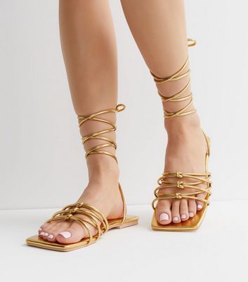 Buy Gold Embroidered Ankle Strap Sandals by Sole House Online at Aza  Fashions.