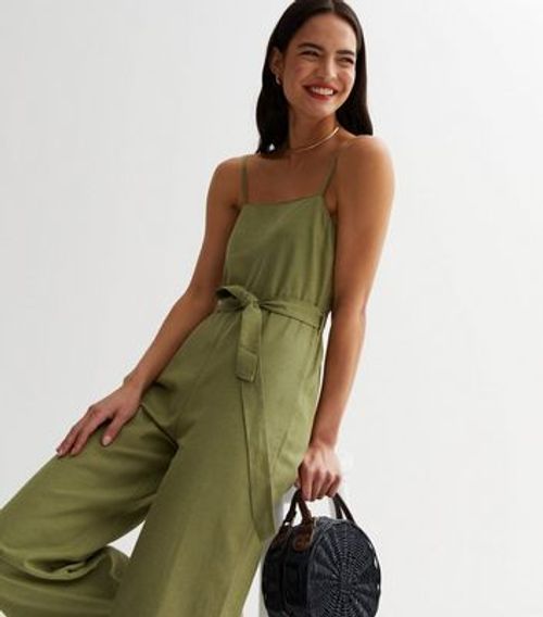 Olive Strappy Wide Leg...