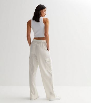 New Look linen wide leg trouser in white  ASOS