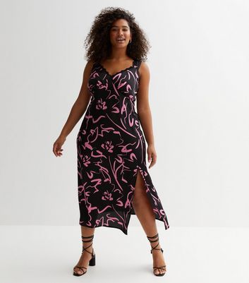 New look black floral midi dress cheap