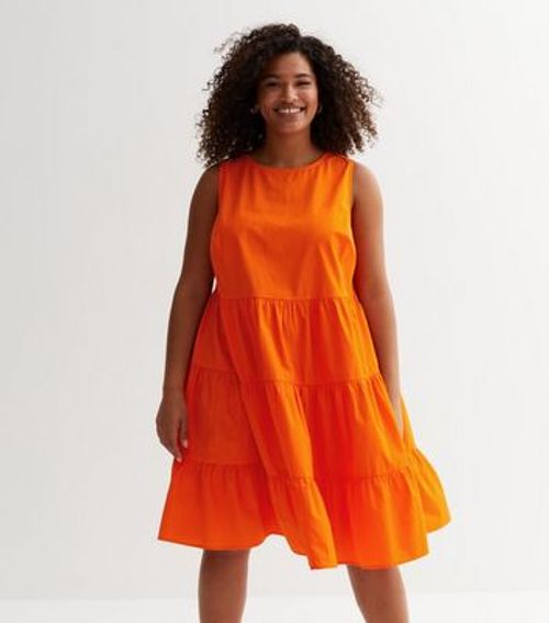 NA-KD Bright Orange Mesh Midi Dress