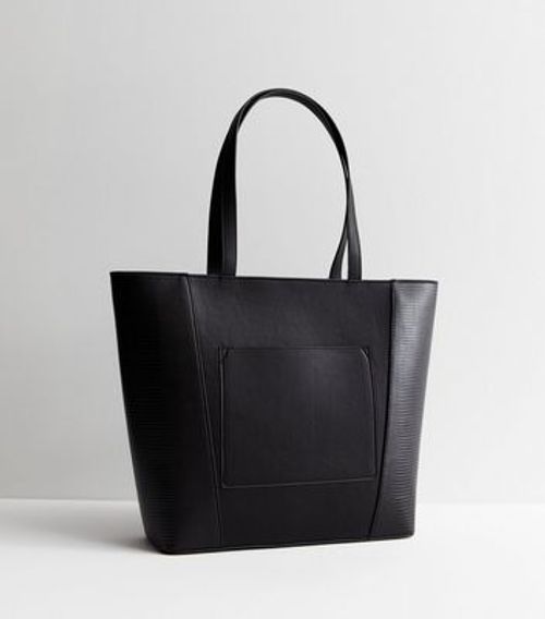 Black Suedette Panel Tote Bag