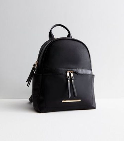 Black Leather-Look Backpack...