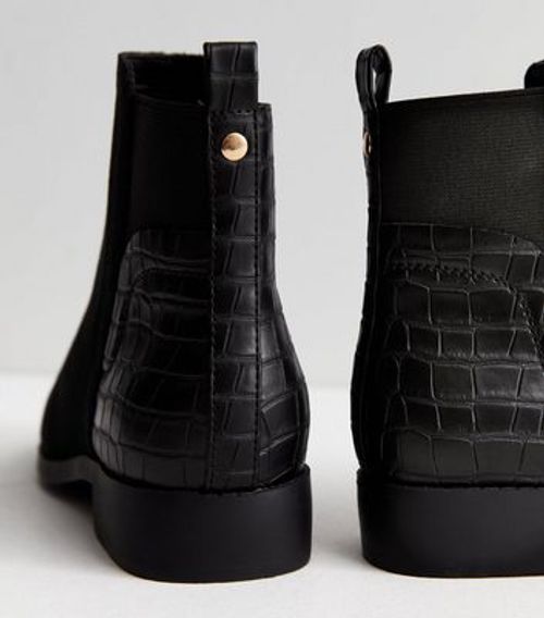 Wide Fit Black Faux Croc...