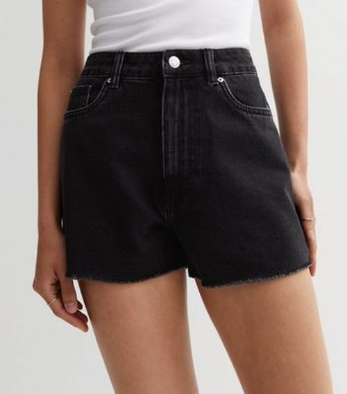 Black Cotton High Waist...