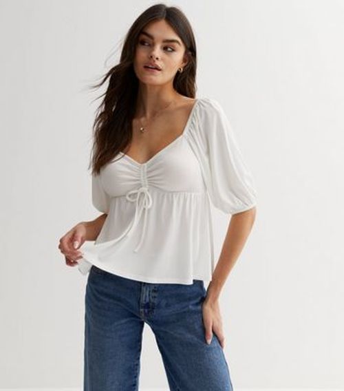 White Rib Twist Front Top New...