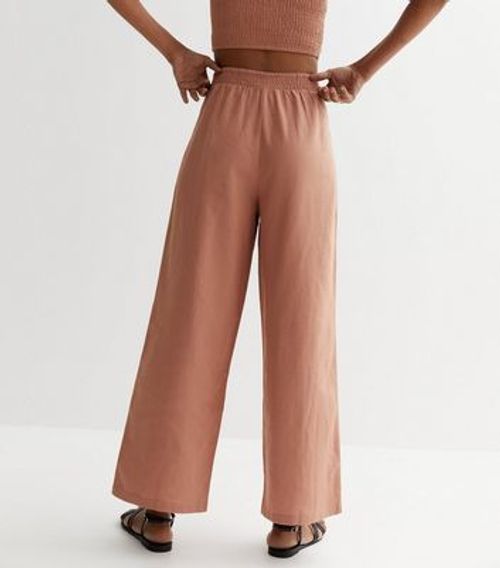 Tan Tie Waist Wide Leg...