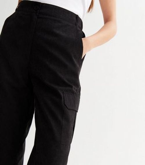 Black Wide Leg Cargo Trousers...