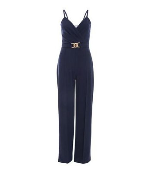 QUIZ Navy Buckle Belted Wide...