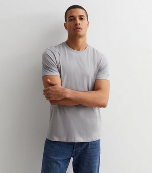 Men's Pale Grey Cotton Crew...