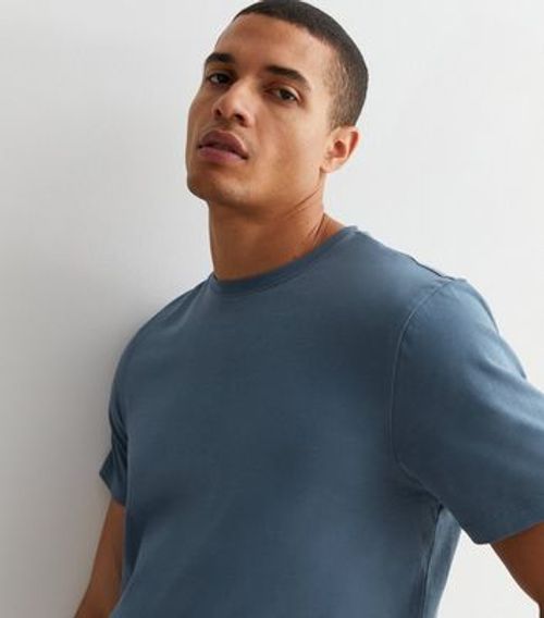 Men's Blue Cotton Crew Neck...